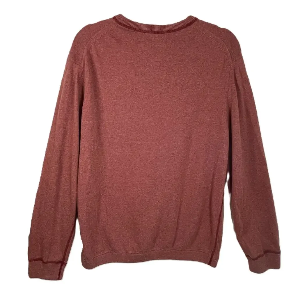 VTG Banana Republic XL Rust Burnt‎ Orange Cotton Cashmere V Neck Fall Sweater